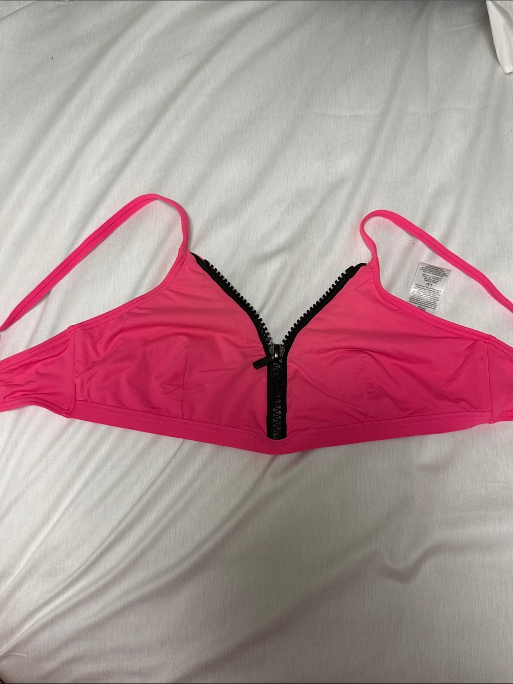 Michael Kors Hot Pink Zip-Front Bikini Top